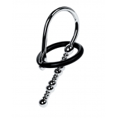 Серебристый уретральный плаг-бусины TOYFA Metal с мягким фиксириющим кольцом - ToyFa - купить с доставкой в Жуковском