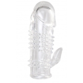 Прозрачная гелевая насадка с шипами и клиторальным отростком - 13 см. - Toyfa Basic - в Жуковском купить с доставкой