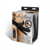 Полый страпон с двумя отростками и вибрацией Unisex Vibrating Hollow Strap-On Double Penetrating Dildo - 17,8 см. - Lux Fetish - купить с доставкой в Жуковском
