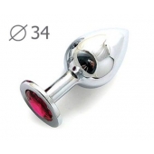 Коническая серебристая анальная втулка с малиновым кристаллом - 8,2 см. - Anal Jewelry Plug - купить с доставкой в Жуковском