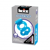 Голубое эрекционное виброкольцо Luxe VIBRO  Дьявол в доспехах  + презерватив - Luxe - в Жуковском купить с доставкой
