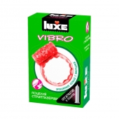 Розовое эрекционное виброкольцо Luxe VIBRO  Поцелуй стриптизёрши  + презерватив - Luxe - в Жуковском купить с доставкой