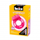Розовое эрекционное виброкольцо Luxe VIBRO  Ужас Альпиниста  + презерватив - Luxe - в Жуковском купить с доставкой