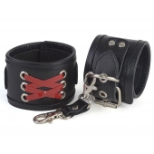 Кожаные наручники с декоративной лаковой шнуровкой - Sitabella - купить с доставкой в Жуковском