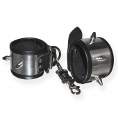 Серебристо-черные наручники с шипами и металлическим блеском - Sitabella - купить с доставкой в Жуковском