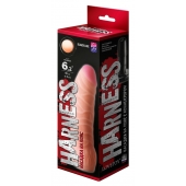 Телесная изогнутая насадка на Harness с коннектором BLACK LINE - 17 см. - LOVETOY (А-Полимер) - купить с доставкой в Жуковском