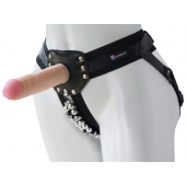 Черный пояс-трусики с насадкой  Гламур Dana  - 15,5 см. - LOVETOY (А-Полимер) - купить с доставкой в Жуковском