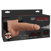 Телесный полый страпон с имитацией эякуляции 7.5  Hollow Squirting Strap-On with Balls Flesh - 21,6 см. - Pipedream - купить с доставкой в Жуковском