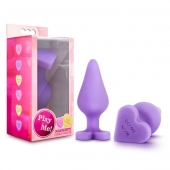 Фиолетовая анальная пробка Naughty Candy Heart Do Me Now - 8,9 см. - Blush Novelties - купить с доставкой в Жуковском