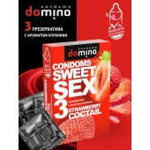 Презервативы для орального секса DOMINO Sweet Sex с ароматом клубничного коктейля  - 3 шт. - Domino - купить с доставкой в Жуковском