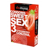 Презервативы для орального секса DOMINO Sweet Sex с ароматом клубничного коктейля  - 3 шт. - Domino - купить с доставкой в Жуковском
