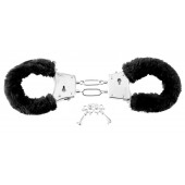 Меховые чёрные наручники Beginner s Furry Cuffs - Pipedream - купить с доставкой в Жуковском