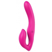 Ярко-розовый безремневой страпон REMOTE DOUBLE DIPPER - 22 см. - Dream Toys - купить с доставкой в Жуковском