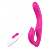 Ярко-розовый безремневой страпон REMOTE DOUBLE DIPPER - 22 см. - Dream Toys - купить с доставкой в Жуковском