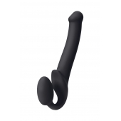 Черный безремневой страпон Silicone Bendable Strap-On M - Strap-on-me - купить с доставкой в Жуковском