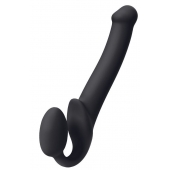 Черный безремневой страпон Silicone Bendable Strap-On M - Strap-on-me - купить с доставкой в Жуковском