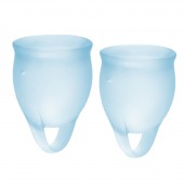 Набор голубых менструальных чаш Feel confident Menstrual Cup - Satisfyer - купить с доставкой в Жуковском