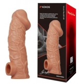 Телесная насадка на фаллос с отверстием для мошонки EXTREME SLEEVE - 17,6 см. - KOKOS - в Жуковском купить с доставкой