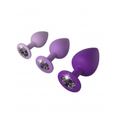 Набор из 3 фиолетовых анальных пробок со стразами Little Gems Trainer Set - Pipedream - купить с доставкой в Жуковском
