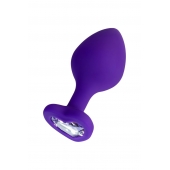 Фиолетовая анальная втулка Diamond Heart с прозрачным кристаллом - 8 см. - ToyFa - купить с доставкой в Жуковском