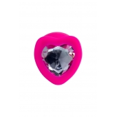 Розовая анальная втулка Diamond Heart с прозрачным кристаллом - 9,5 см. - ToyFa - купить с доставкой в Жуковском