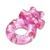 Розовое эрекционное виброкольцо на пенис Pink Bear - Baile - в Жуковском купить с доставкой