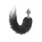 Серебристая анальная пробка с черным хвостом Starlit - Lola Games - купить с доставкой в Жуковском