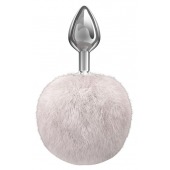 Серебристая анальная пробка с белым пушистым хвостиком Twinkle - Lola Games - купить с доставкой в Жуковском