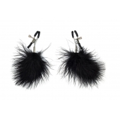 Зажимы на соски с черным пухом Euphoric - Lola Games - купить с доставкой в Жуковском