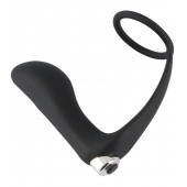 Черное эрекционное кольцо с анальной вибропробкой Vibrating Ring   Plug - Orion - в Жуковском купить с доставкой