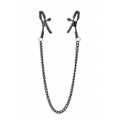 Черные зажимы на соски на цепочке BLAZE DELUXE NIPPLE CLAMPS - Dream Toys - купить с доставкой в Жуковском