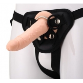 Телесный страпон на черных трусиках STRAP ON REAL DILDO - 20 см. - Dream Toys - купить с доставкой в Жуковском