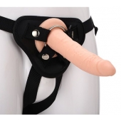 Телесный страпон на черных трусиках STRAP ON REAL DILDO - 20 см. - Dream Toys - купить с доставкой в Жуковском
