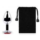 Серебристая анальная пробка с красным стразом - 7,2 см. - Anal Jewelry Plug - купить с доставкой в Жуковском