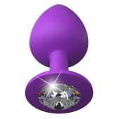 Фиолетовая анальная пробка со стразом Her Little Gem Large Plug - 9,5 см. - Pipedream - купить с доставкой в Жуковском