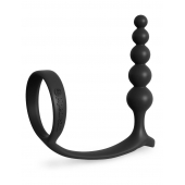 Черная анальная цепочка с эрекционным кольцом Ass-gasm Cockring Anal Beads - Pipedream - в Жуковском купить с доставкой