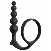 Черная анальная цепочка с эрекционным кольцом Ass-gasm Cockring Anal Beads - Pipedream - в Жуковском купить с доставкой