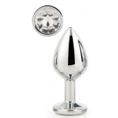 Серебристая анальная втулка с прозрачным кристаллом - 7,1 см. - Dream Toys - купить с доставкой в Жуковском