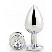 Серебристая анальная втулка с прозрачным кристаллом - 7,1 см. - Dream Toys - купить с доставкой в Жуковском