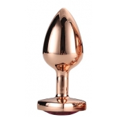 Золотистая анальная втулка с кристаллом-сердечком розового цвета - 7,1 см. - Dream Toys - купить с доставкой в Жуковском