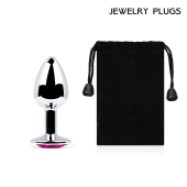 Серебристая анальная пробка с малиновым кристаллом - 7,2 см. - Anal Jewelry Plug - купить с доставкой в Жуковском