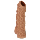 Телесная насадка с венками и открытой головкой Nude Sleeve L - 14 см. - KOKOS - в Жуковском купить с доставкой