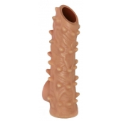 Телесная насадка с шипами и открытой головкой Nude Sleeve L - 14 см. - KOKOS - в Жуковском купить с доставкой
