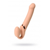 Телесный безремневой вибрострапон Vibrating Bendable Strap-On L - Strap-on-me - купить с доставкой в Жуковском