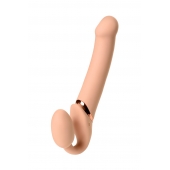 Телесный безремневой вибрострапон Vibrating Bendable Strap-On L - Strap-on-me - купить с доставкой в Жуковском