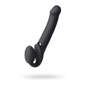 Черный безремневой вибрострапон Vibrating Bendable Strap-On L - Strap-on-me - купить с доставкой в Жуковском
