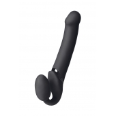 Черный безремневой вибрострапон Vibrating Bendable Strap-On L - Strap-on-me - купить с доставкой в Жуковском