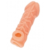 Телесная закрытая насадка с венками Cock Sleeve Size S - 13,8 см. - KOKOS - в Жуковском купить с доставкой