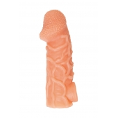 Телесная закрытая насадка с венками Cock Sleeve Size M - 15,6 см. - KOKOS - в Жуковском купить с доставкой