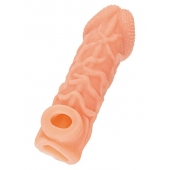 Телесная закрытая насадка с венками Cock Sleeve Size M - 15,6 см. - KOKOS - в Жуковском купить с доставкой